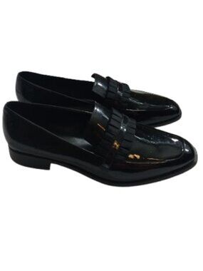 Donald Pliner Womens Lise Kiltie Loafers Black Patent Leather 9M